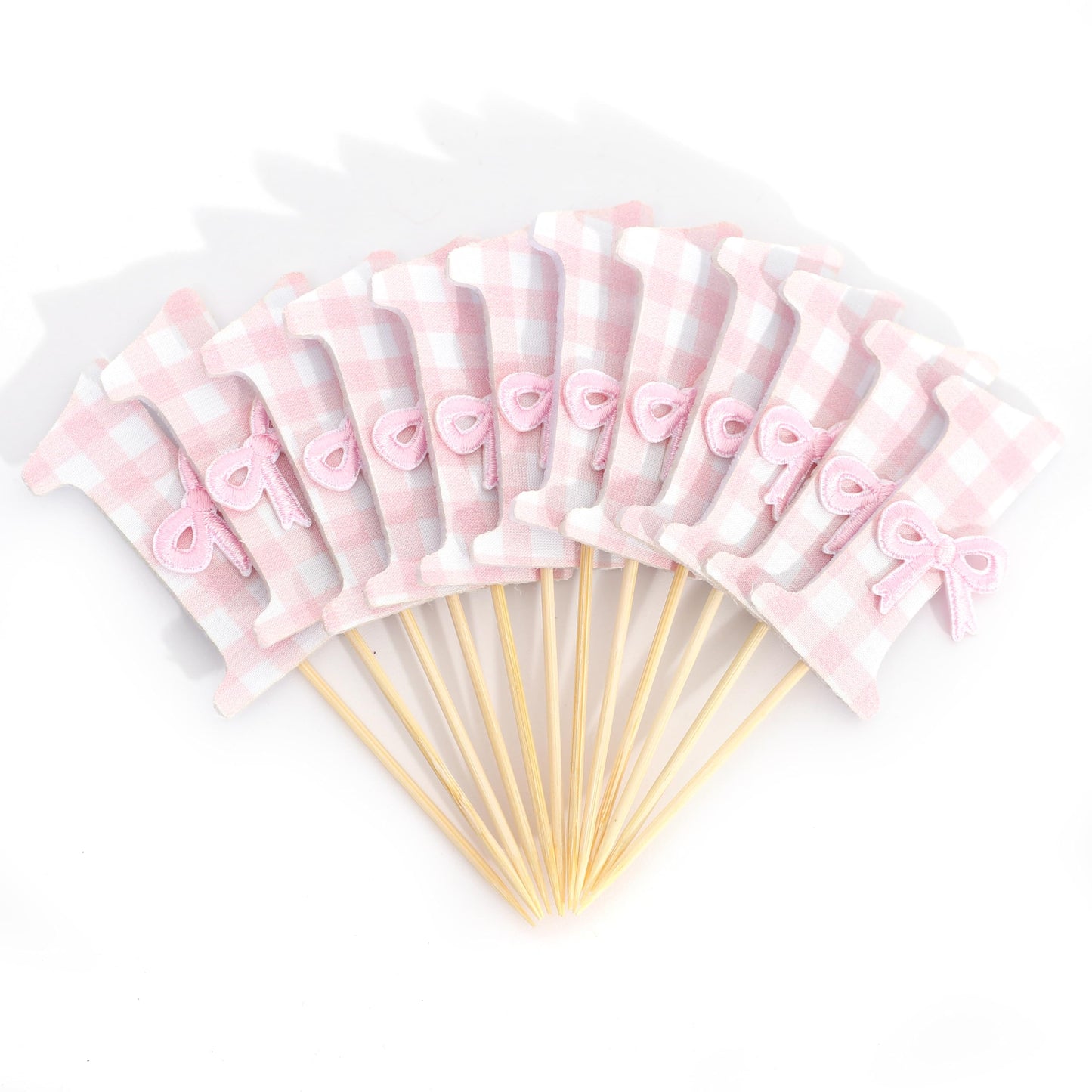 12Pcs Bow 1st Birthday Cupcake Toppers - Sweet One Birthday Decorations,First Wedding Anniversary Bowknot Cupcake Toppers,Pink Bow Cake Smash Photo Props,Coquette Party Table Centerpieces