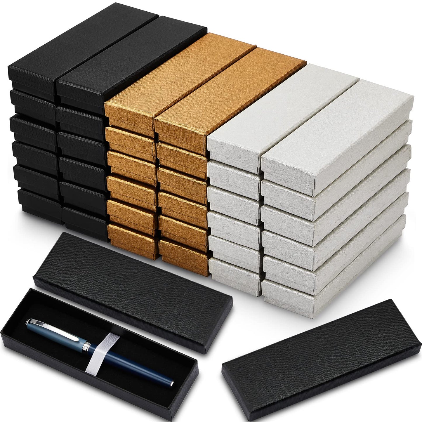 Teling 36 Pcs Pen Gift Box Empty Ballpoint Pen Box with Cushion Jewelry Presentation Display Case for Office Supplies Birthday Souvenir Business Christmas Gift(Lid Style)