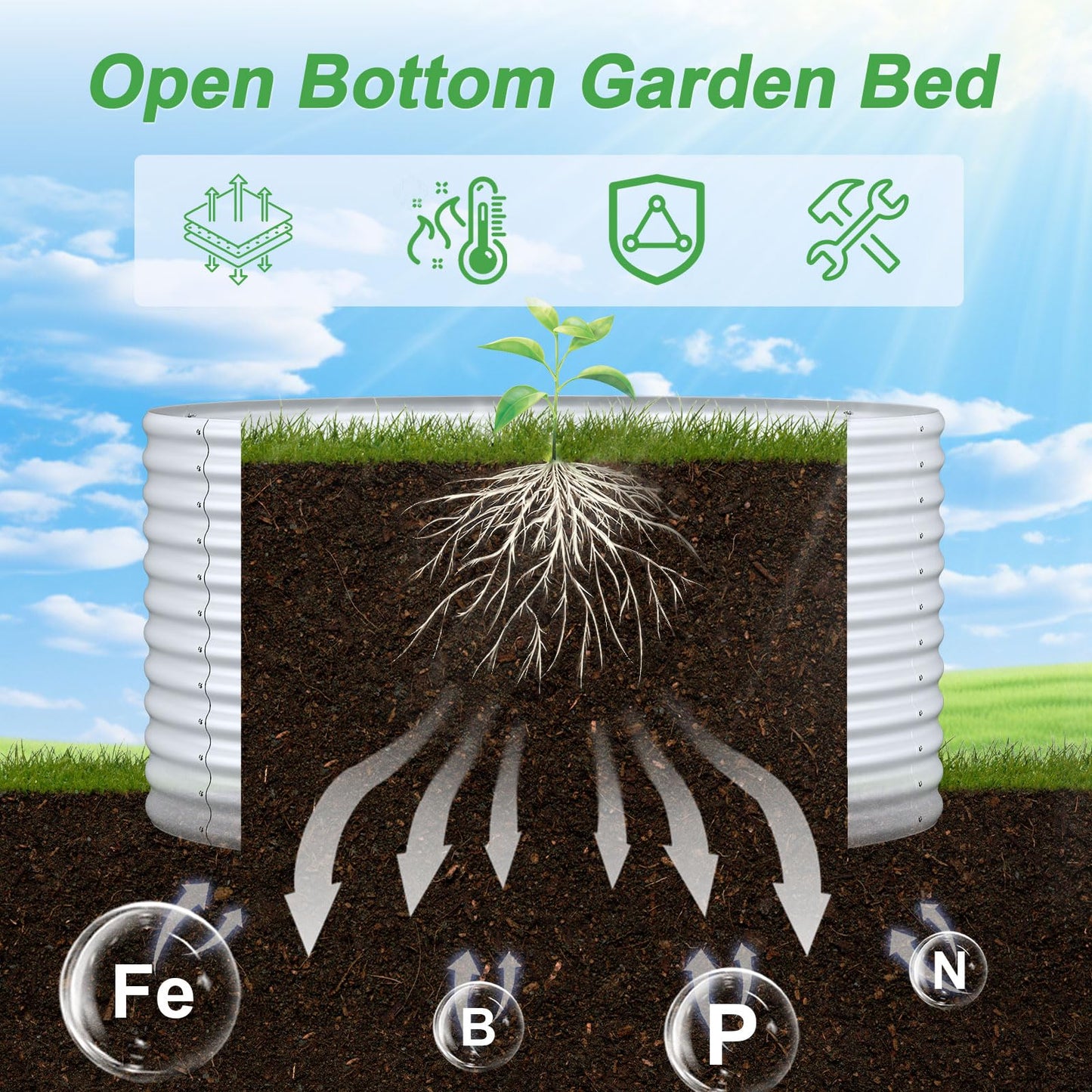 AHEONLAR 2 Pack 3x3x3ft Round Galvanized Raised Garden Bed Outdoor Metal Planter Bed Box for Vegetables Gardening