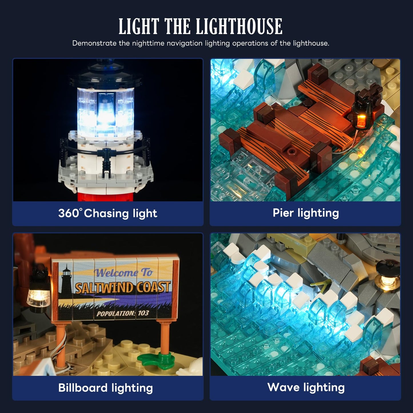 Lumibricks City Sunrise Lighthouse Lighting-Building-Bricks-Set - 1632 Pcs Road Trip Lighthouse Modular Collection LED Light Building Set for Adults and Travelling Enthusiasts