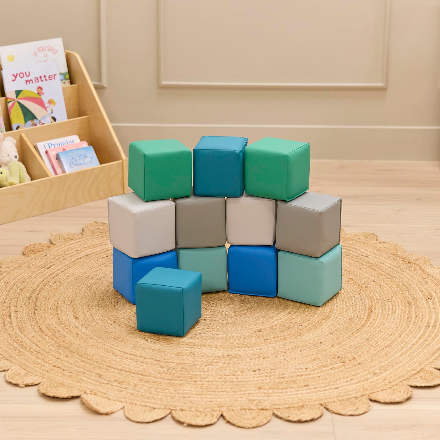 Back2School Express Mosaic Toddler Foam Building Blocks, Stacking Cubes, Contemporary, 12-Piece
