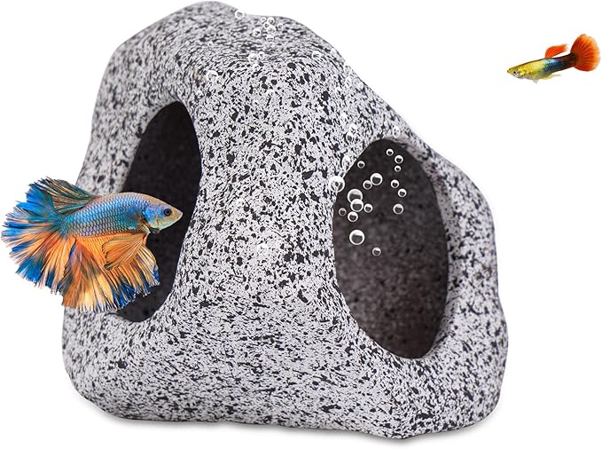 Ameliade Betta Fish Tank Rock Cave Decor Aquarium Accessories, Small