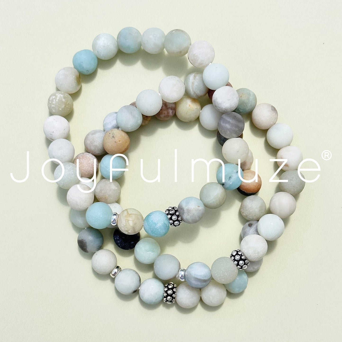 Joyfulmuze Matte Amazonite Natural Gemstone, 925 Sterling Silver, Healing Stone, Hope and Truth Bracelet, Birthday Jewelry Gift for Women, 7" (Amazonite-Silver-8mm)