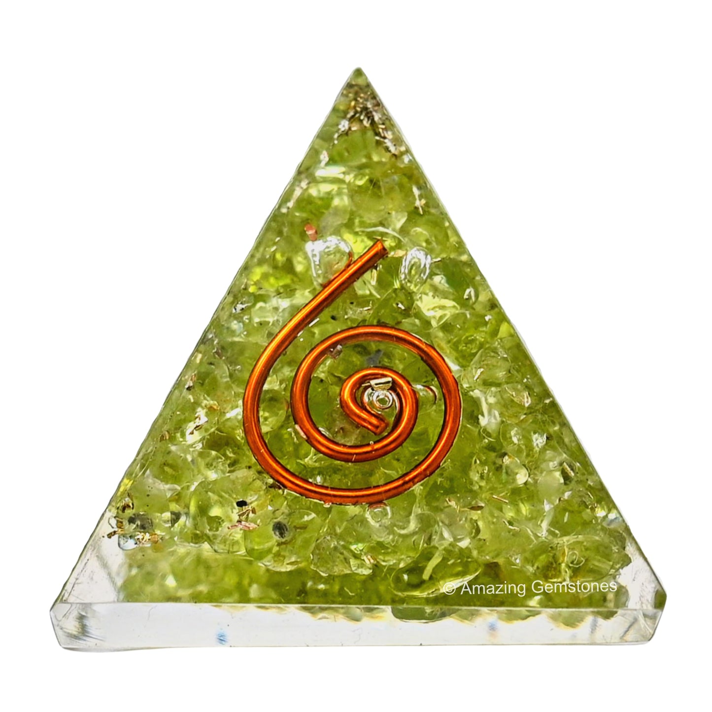 Amazing Gemstone Peridot Orgone Pyramid - 30mm Small Orgonite Pyramids with Crystals and Healing Stones - Authentic Organite Gifts