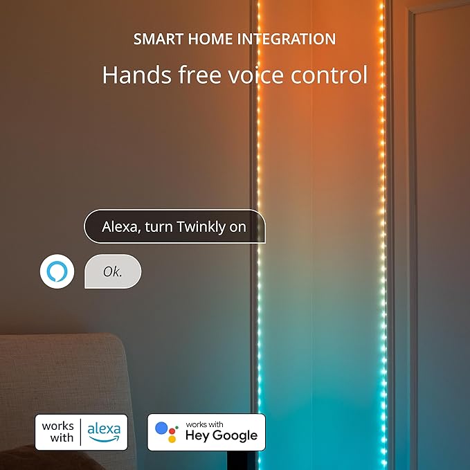 Twinkly Dots String Lights App-Controlled Flexible LED Color Changing String Lights, 60 RGB (16 Mil. Colors). 200 LED / 33 Ft Black Wire. USB-Powered Indoor Smart Home Lighting Decoration