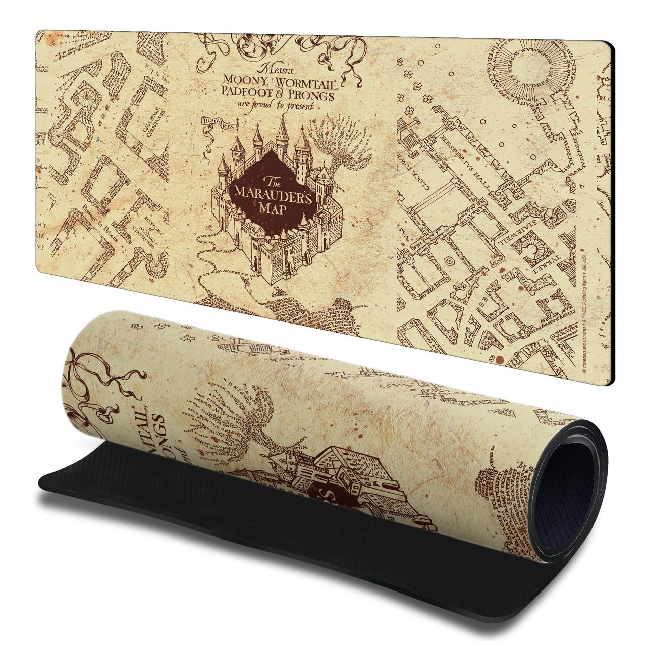 Head Case Designs Officially Licensed Harry Potter The Marauder's Map Graphics 23.62 x 11.81 x 0.12 inches (600 x 300 mm) - L Gaming Office Desk PC Keyboard Mouse Mat Pad