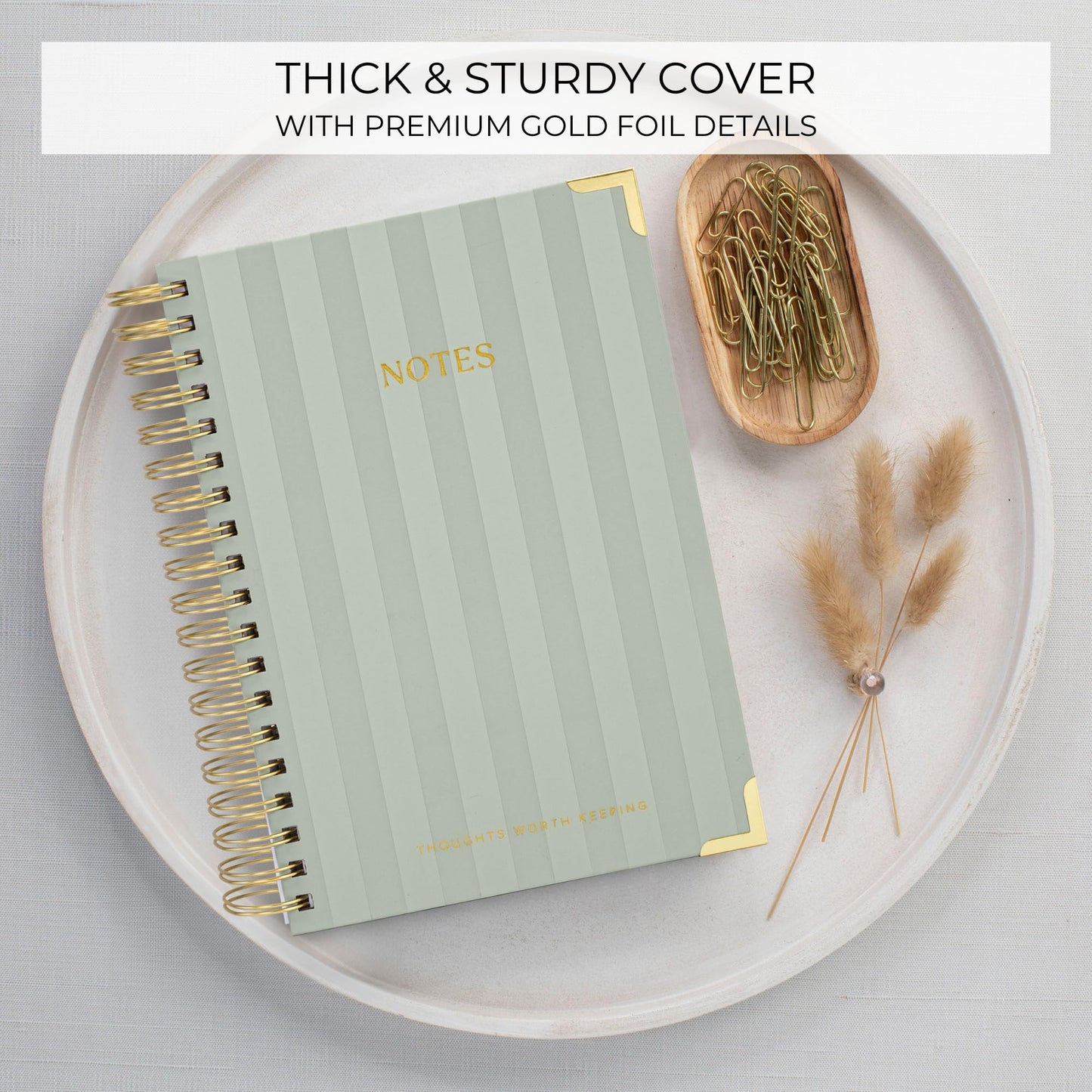 Aesthetic Thick Spiral Notebook With Tabs - Premium Journal For Women Size B5 - College Ruled Note Book With 300 Lined Pages and Dividers - Perfect For Writing And Staying Organized at Work or School