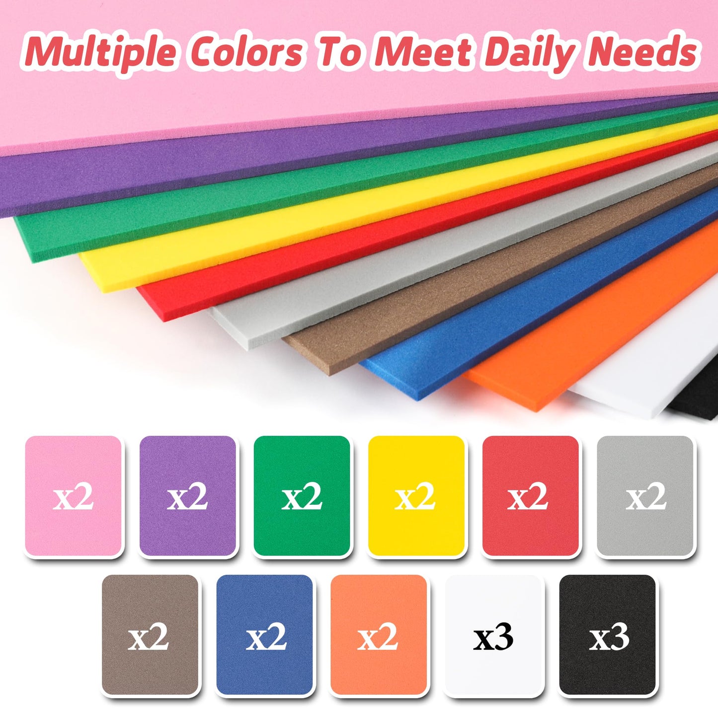 Funria 24Pcs 3mm Embroidery Foam 6" x 9" Puffy Foam for 3D Embroidery 11 Colors EVA Craft Foam Sheets for Cosplay Costume Sewing Hats Caps Garments Jackets Bags DIY Machine Embroidery