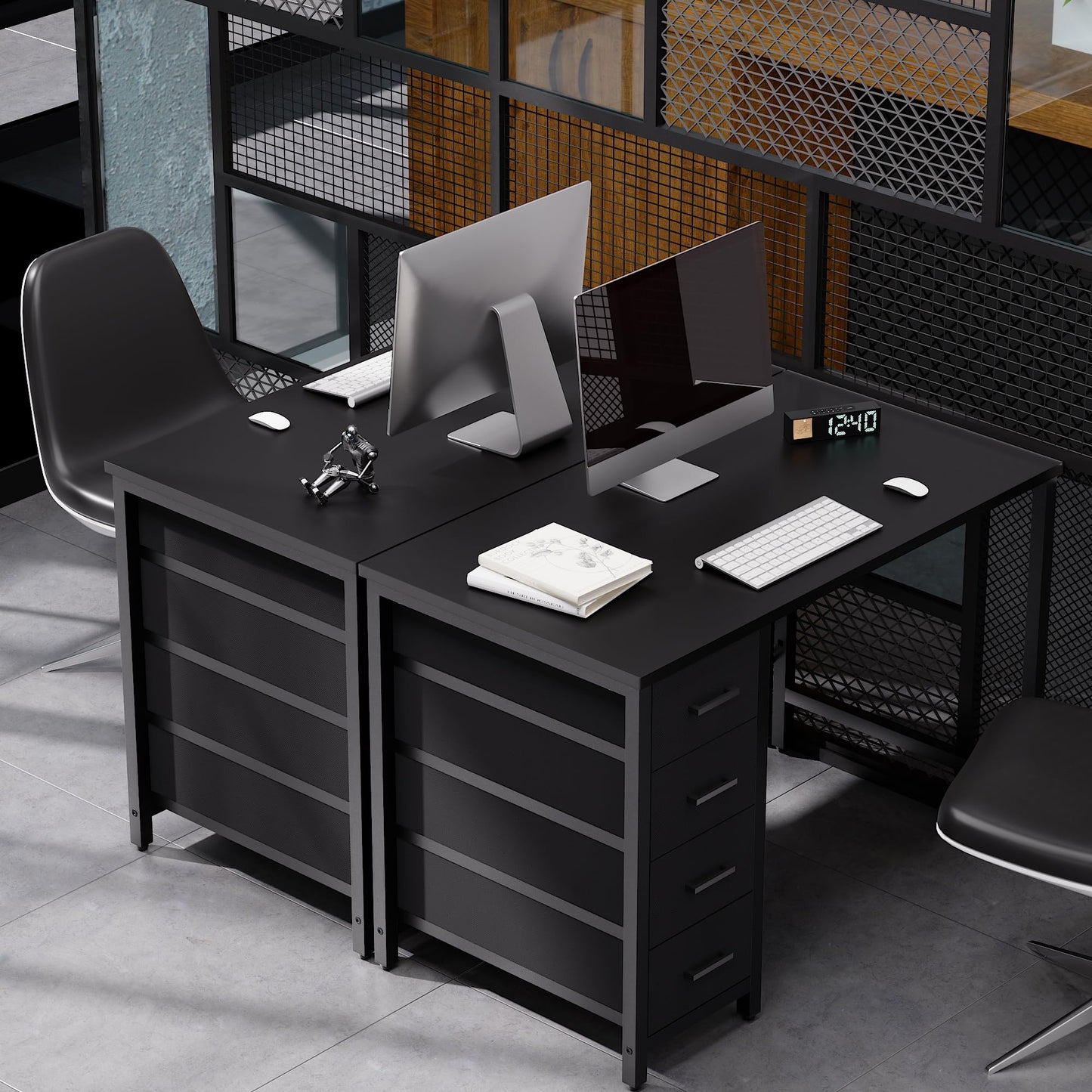Pamray 32 Inch Computer Desk with 4 Drawers Small Office Desk for Home Bedroom Study Writing Simple Modern Computer Table Black
