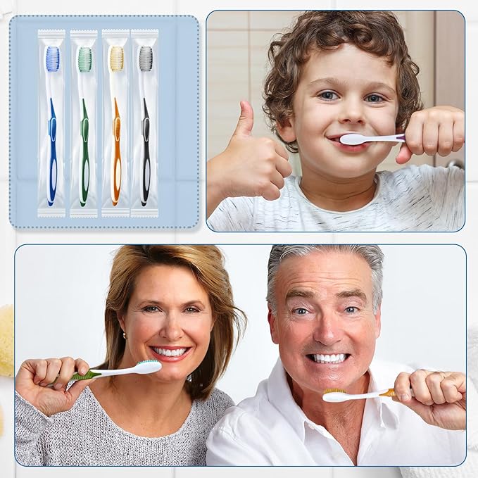 Maxcheck 200 Pack Colorful Prepasted Disposable Toothbrushes Bulk Individually Wrapped Toothbrushes with Toothpaste for Travel Hotel Donation Homeless Gift (Morandi Color)