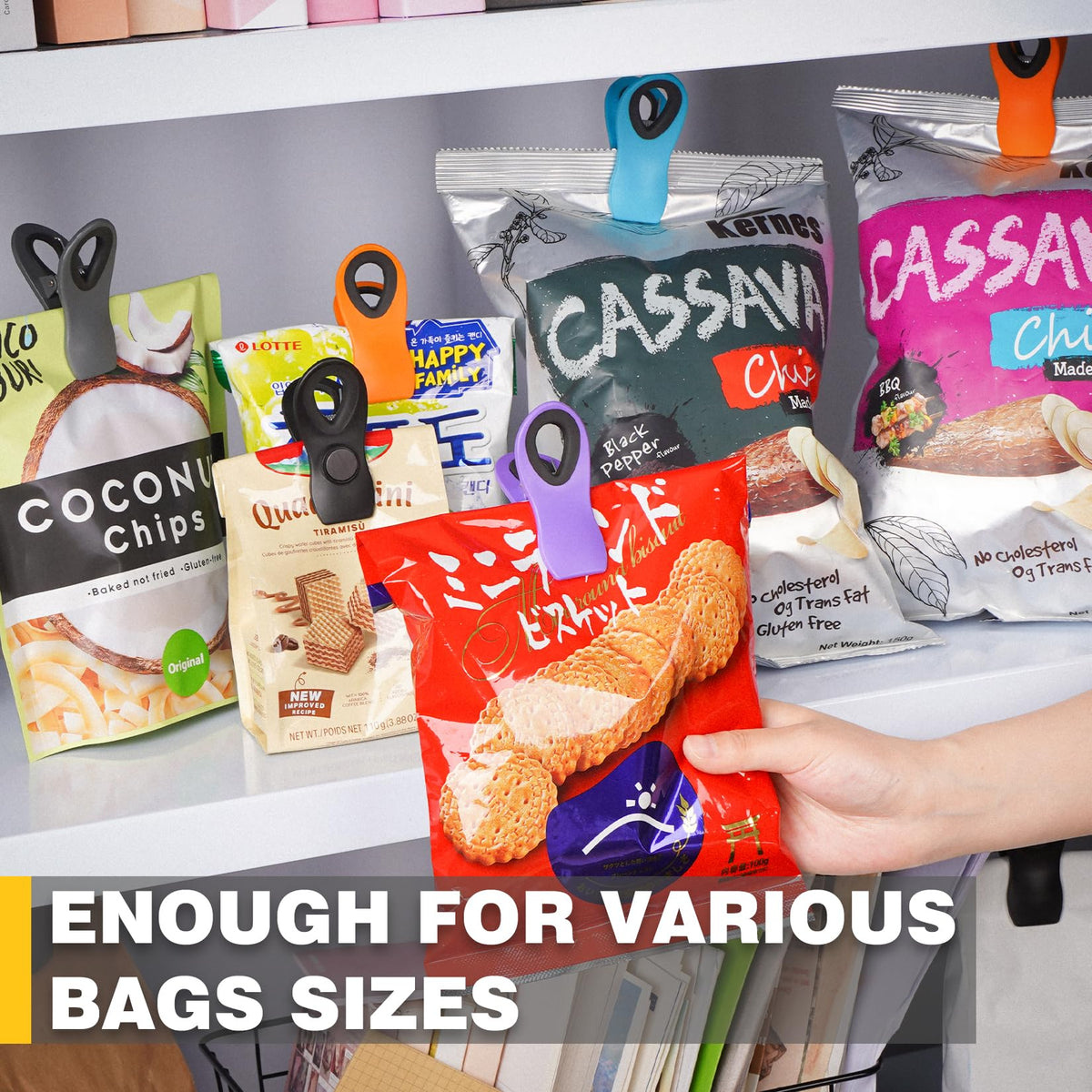 10PCS Magnetic Chip Clips Airtight Seal Reusable Black Bag Clips for Food Storage Heavy Duty Plastic Food Clip for Refrigerator (10 Count)