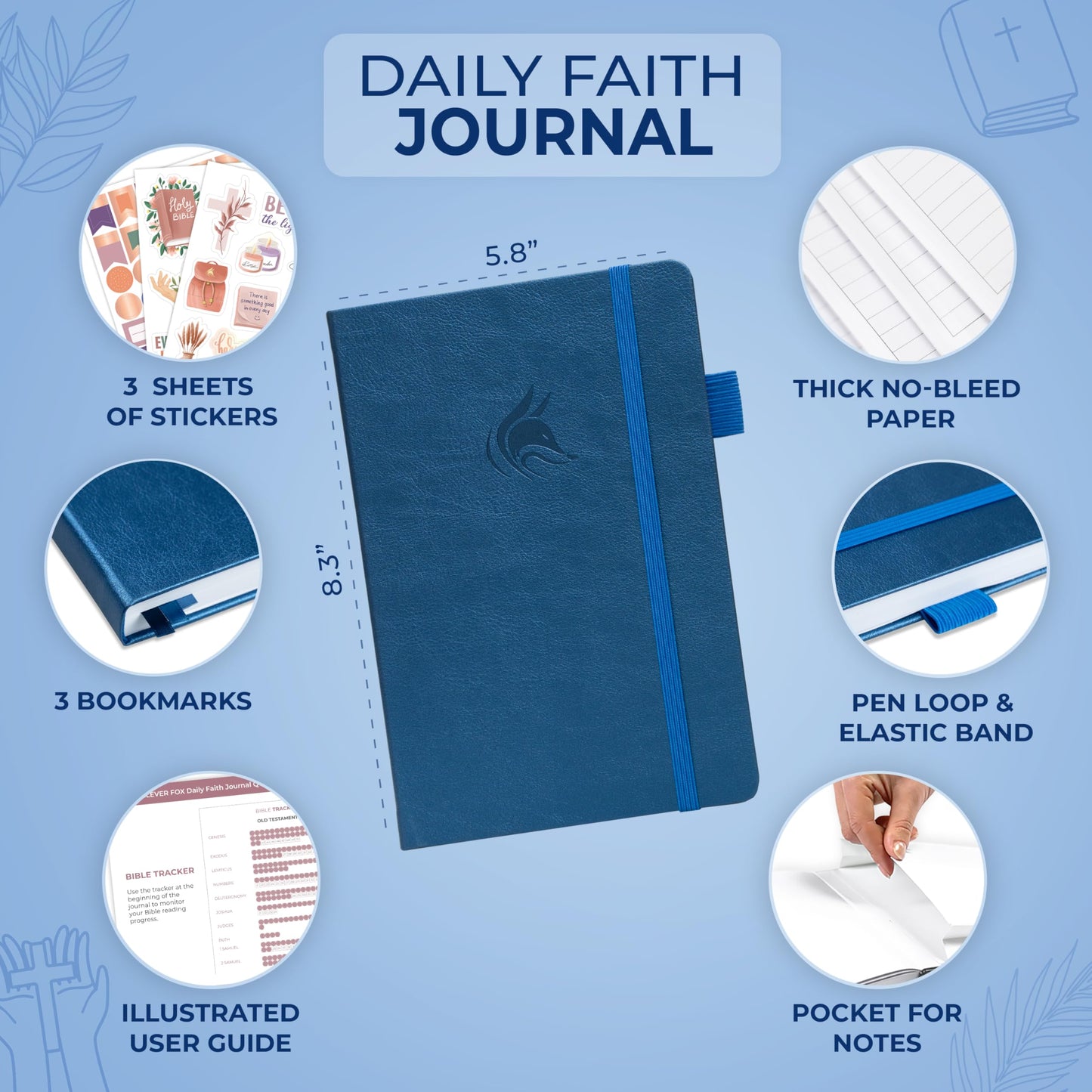 Clever Fox Daily Faith Journal – Guided Prayer, Gratitude & Bible Study Notebook – Faith Based Gifts & Journaling Supplies for Women (Mystic Blue)