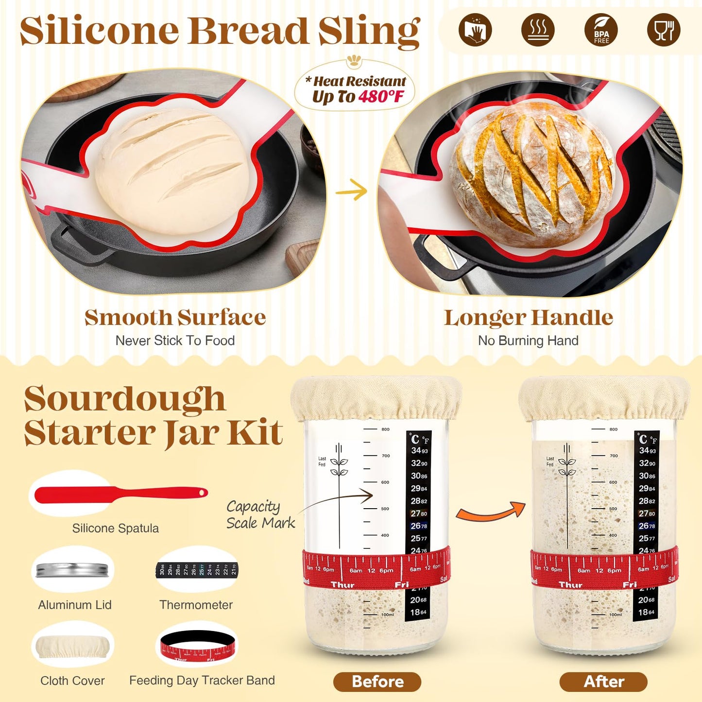 Sourdough Starter Kit, Sourdough Bread Baking Supplies, Sourdough Kit Home and Kitchen, Sour Dough Starter Kits, Sourdough Jar, Bread Proofing Basket, Sourdough Bread Basket, Sour Dough Kit Tools