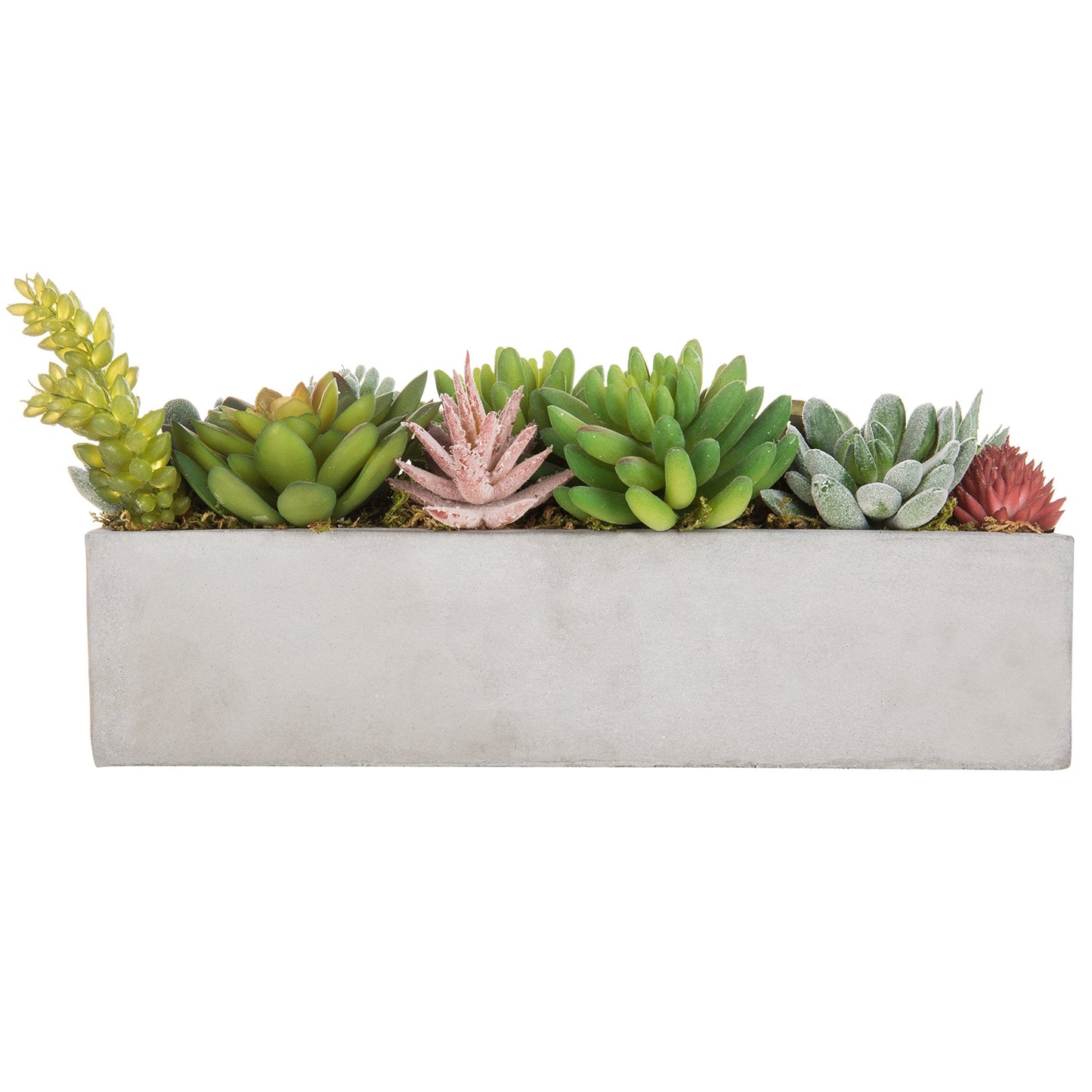 MyGift Faux Succulent Plant Arrangement in 12-Inch Gray Cement Pot