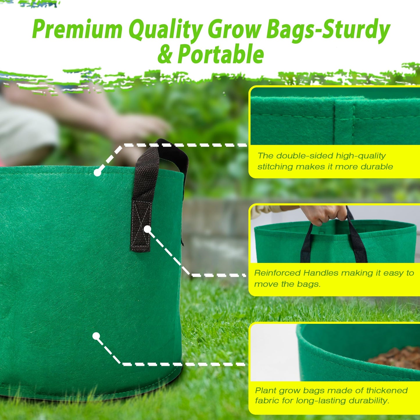 7 Pack 7 Gallon Plant Grow Bags - Mixed 7 Colors with Reinforced Handles & Aeration Design, Ideal for Tomato, Flowers & Fruits