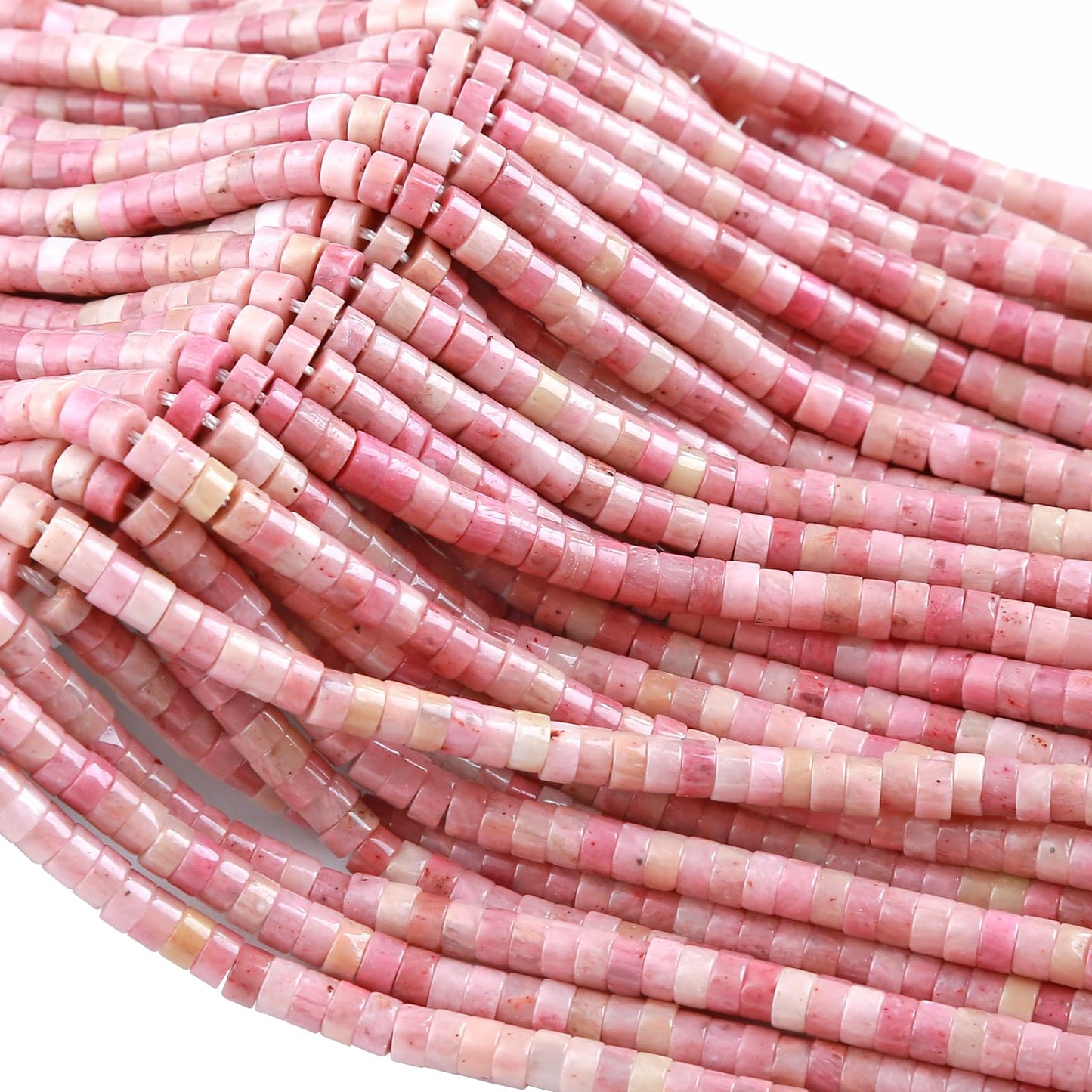 150pcs 2x4mm Natural Rhodochrosite Tube Shape Beads Loose Flat Round Cylinder Flat Spacer Green Stone Beads for Bracelet Earrings Jewelry Making