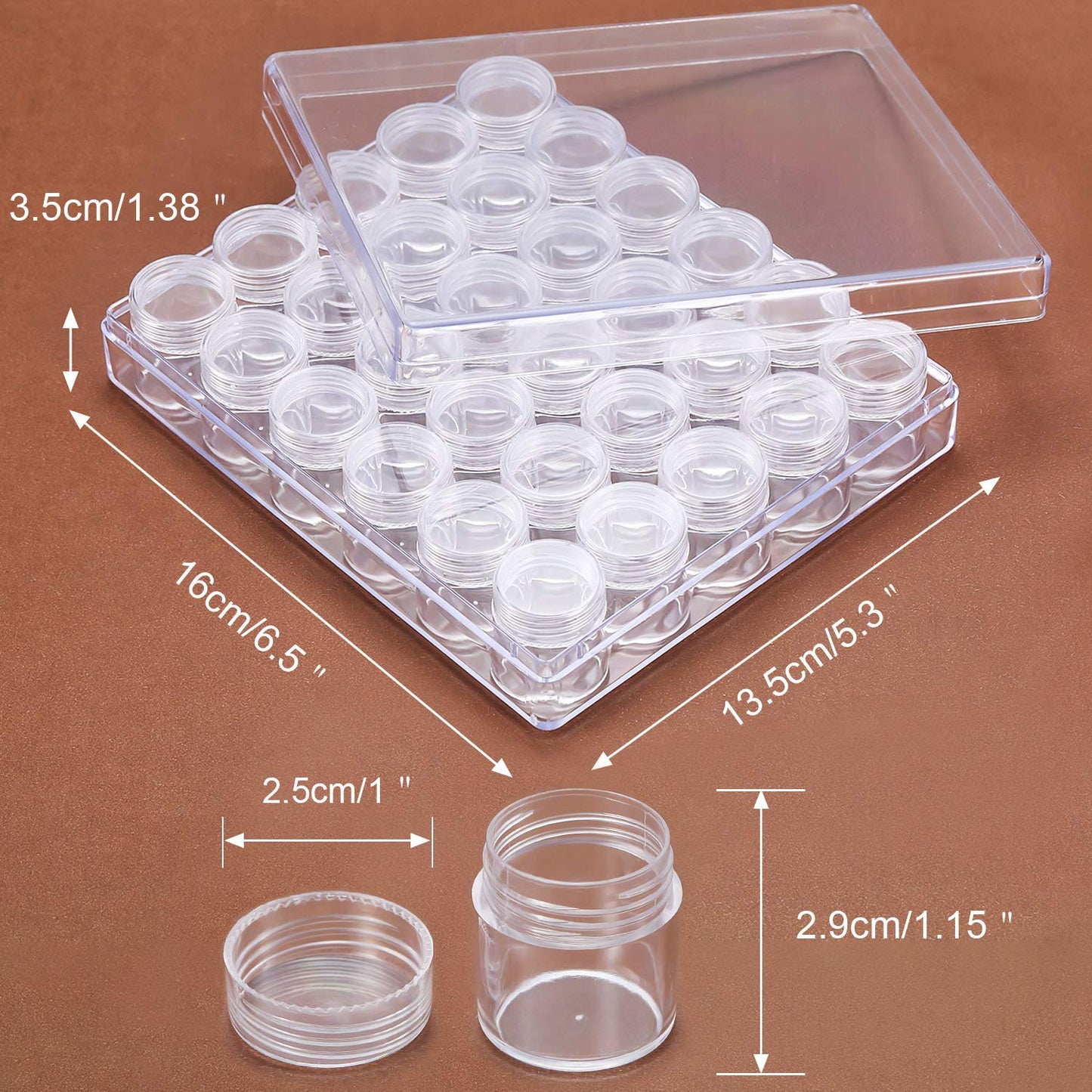Blulu 30 Grids Bead Organizer Bead Containers Diamond Art Painting Storage with Lid Clear Plastic Small Storage Jars Diamond Painting Accessory Box for DIY Craft Jewelry Seeds(1.15 x 1 Inch)
