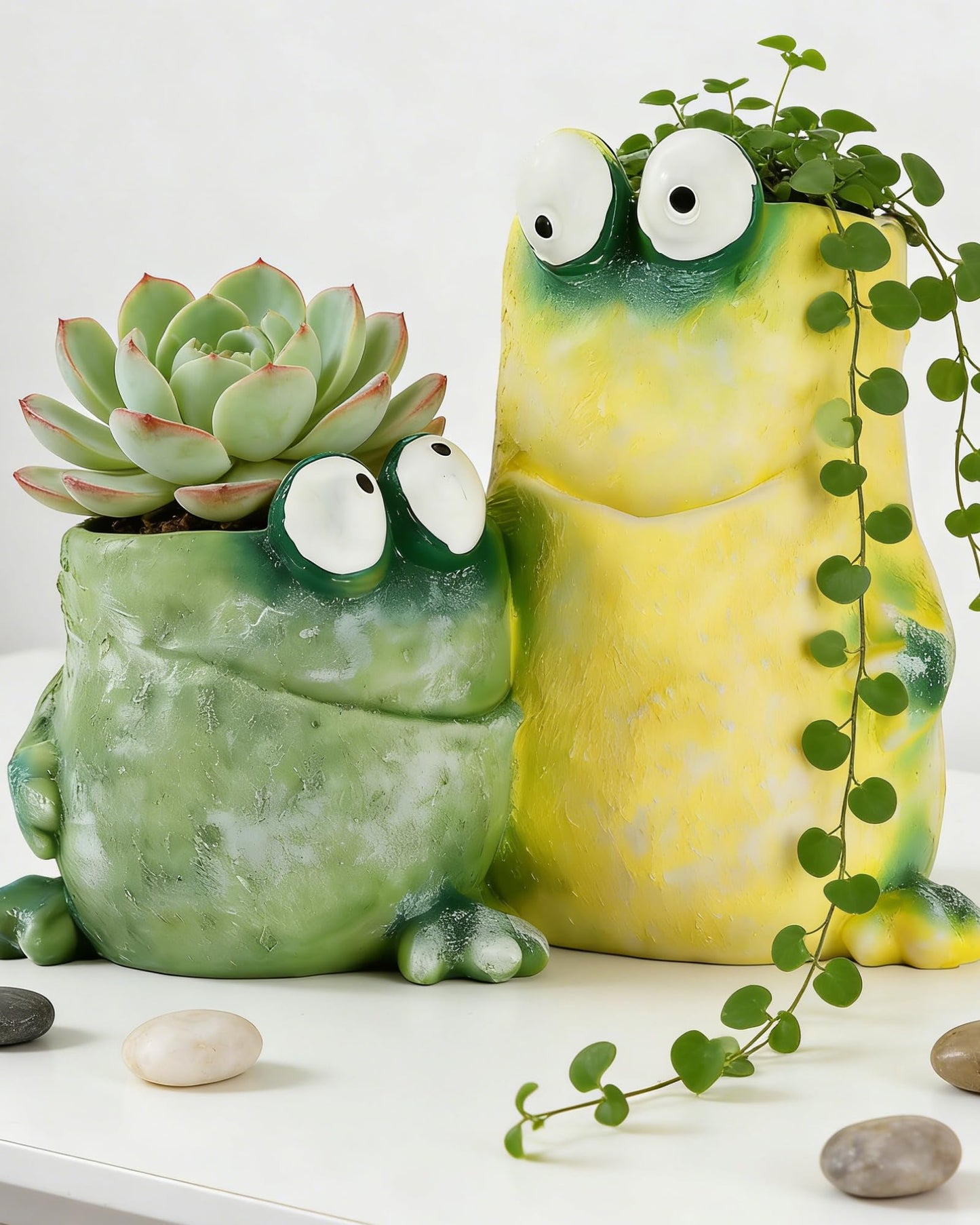 Nattol Frog Planter Pot with Drainage Hole – Resin Flower Pot & Pen Holder for Desk Décor, Indoor Home or Office Decoration