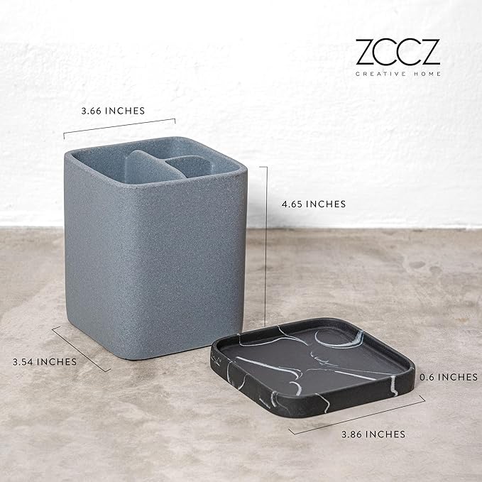 ZCCZ Toothbrush Holder, Durable Countertop Resin Electric Toothbrush Toothpaste Makeup Brush Razor Holder Stand Bathroom Organizer with Detachable Tray