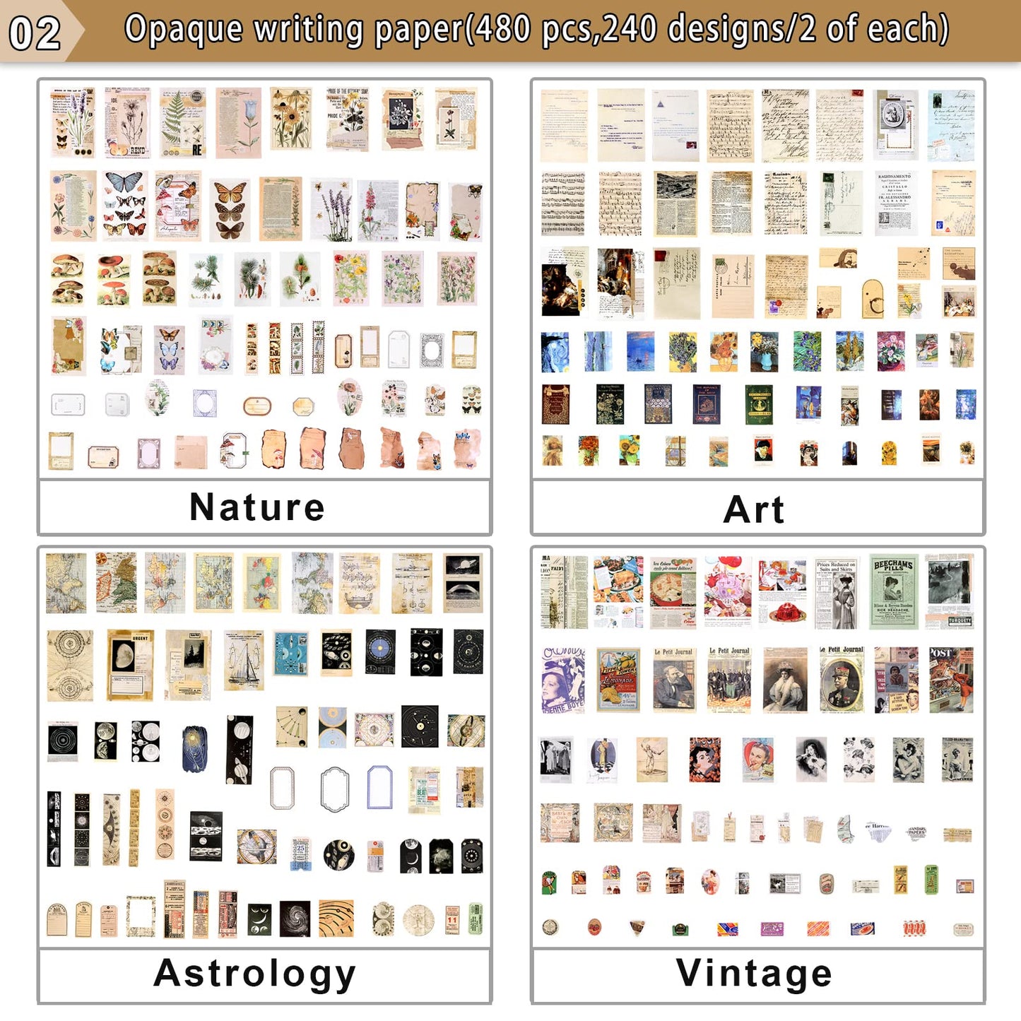 Draupnir 800pcs Vintage Junk Journal Supplies,Scrapbook Supplies Scrapbooking Paper and Stickers Ephemera for Art Aesthetic Journaling Kit Collage