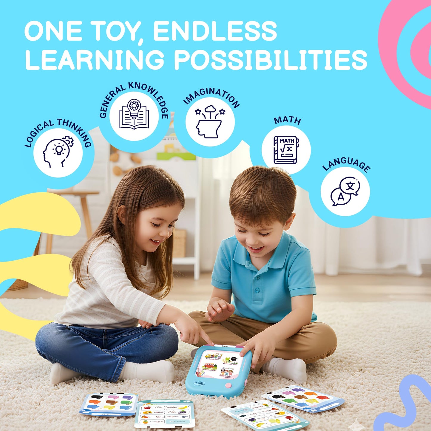 QuTZ Talking Flash Cards, Phonics Flash Cards, Learn to Read with 166 Pages, 29+ Themes, 800+ Words & Fun Facts, 700+ Interactive Games, Toddler Learning Toys for 3-6 Year Old
