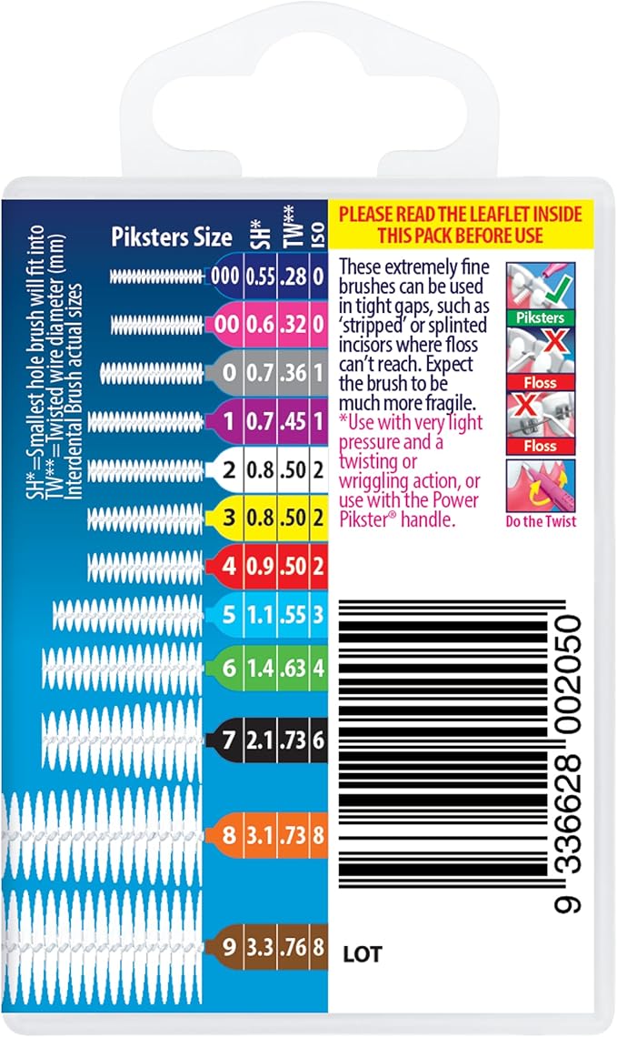 Piksters Interdental Brushes, 40 pk, Size 2, Interdental Tooth Brush for Small & Medium Gaps, Gum Soft Bristles for Plaque Removal, Safe for Braces