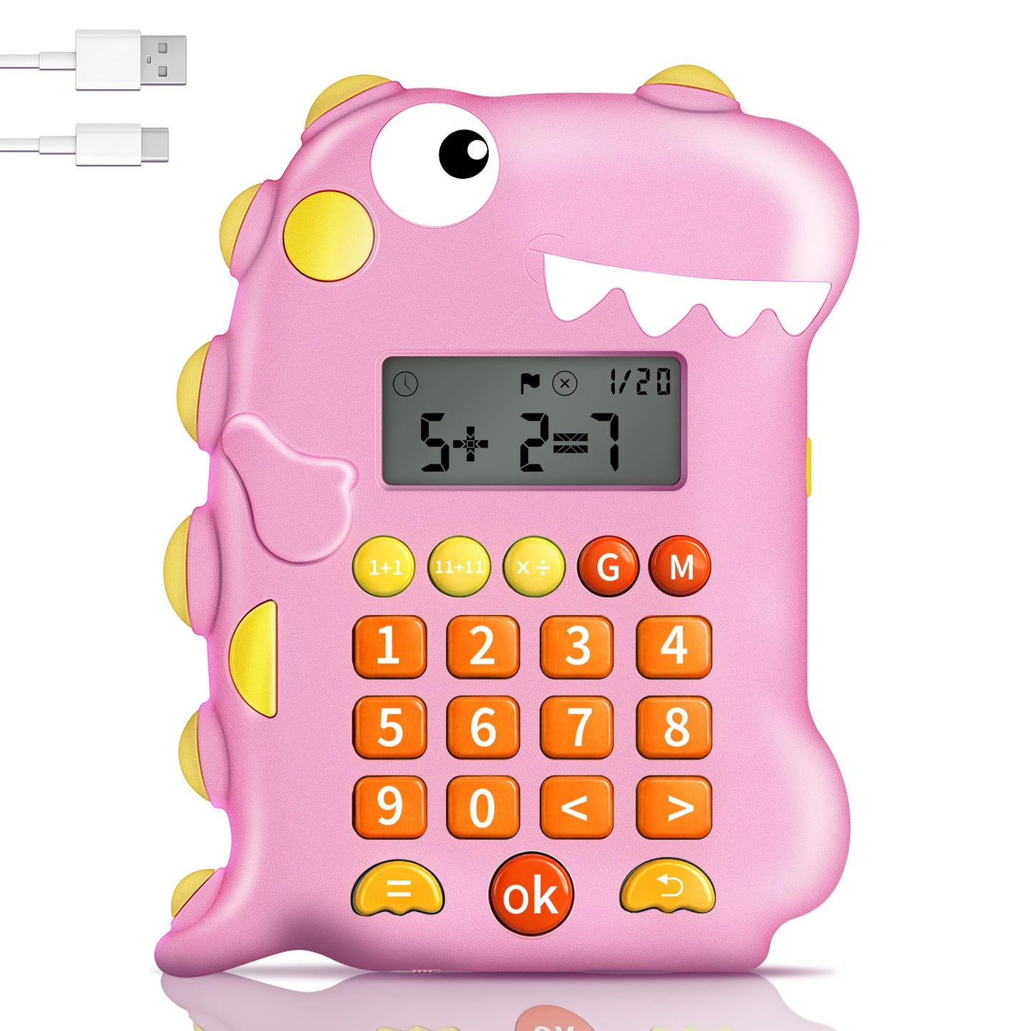 Math Games for Kids Ages 5-12, Portable Kids Calculator Toy, Addition Subtraction Multiplication Division Practice, 4 Logic Modes, 100,000 Questions, Fun Educational Math Toy, Dinosaur Toy for Kids