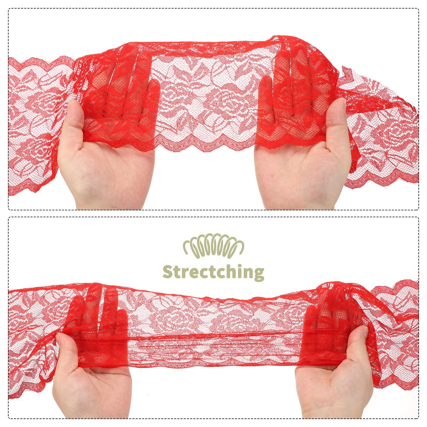 MECCANIXITY 6 Inch Wide 11 Yard Lace Ribbon Floral Pattern White Lace Trim Ribbon for Sewing Making, and DIY Crafts, Gift Wrapping, Bouquets, Wedding Decor
