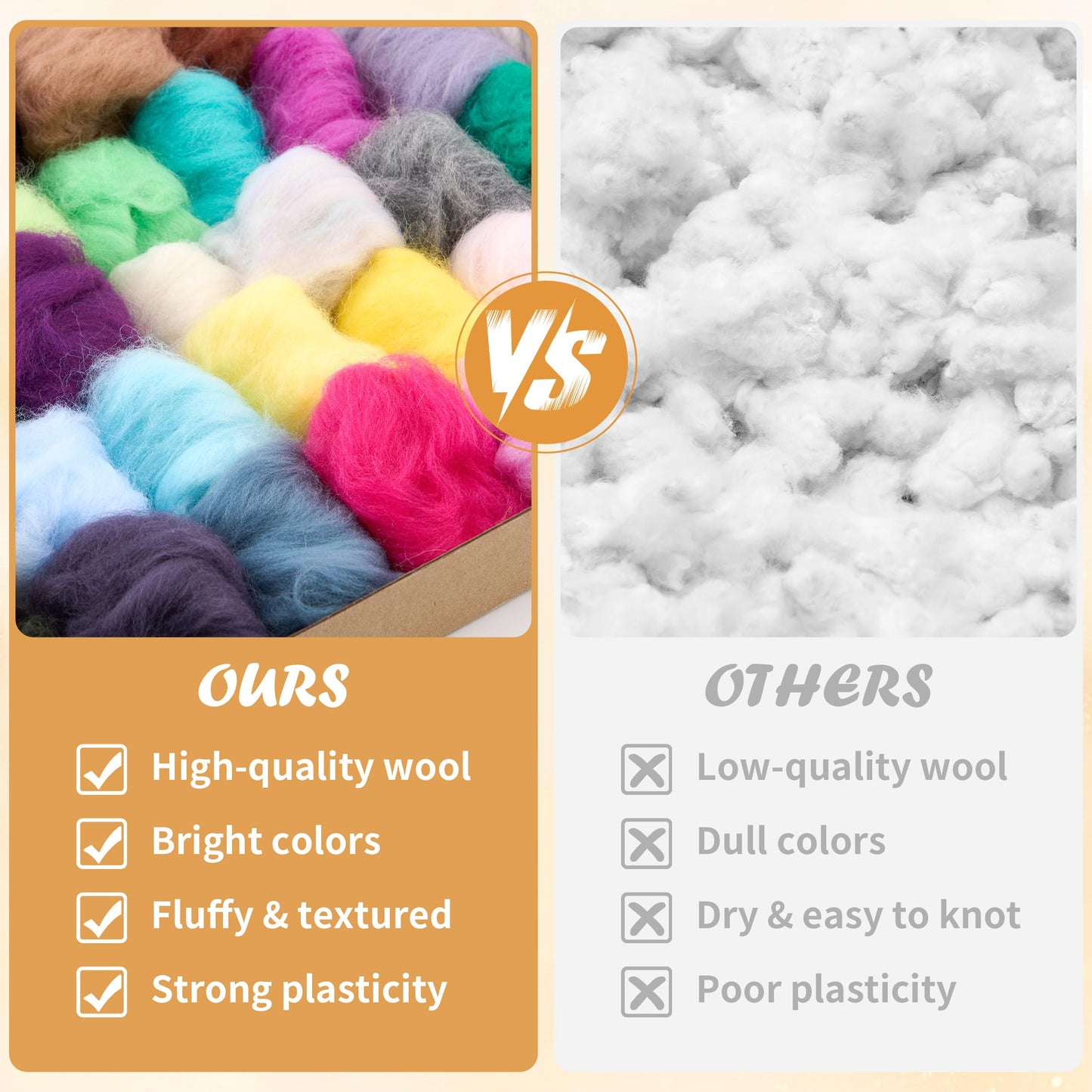 DF DUALFERV Needle Felting Kit with 40 Colors of Premium Felting Wool - Fluffy, Textured Wool Roving with Strong Plasticity for Felted Animal