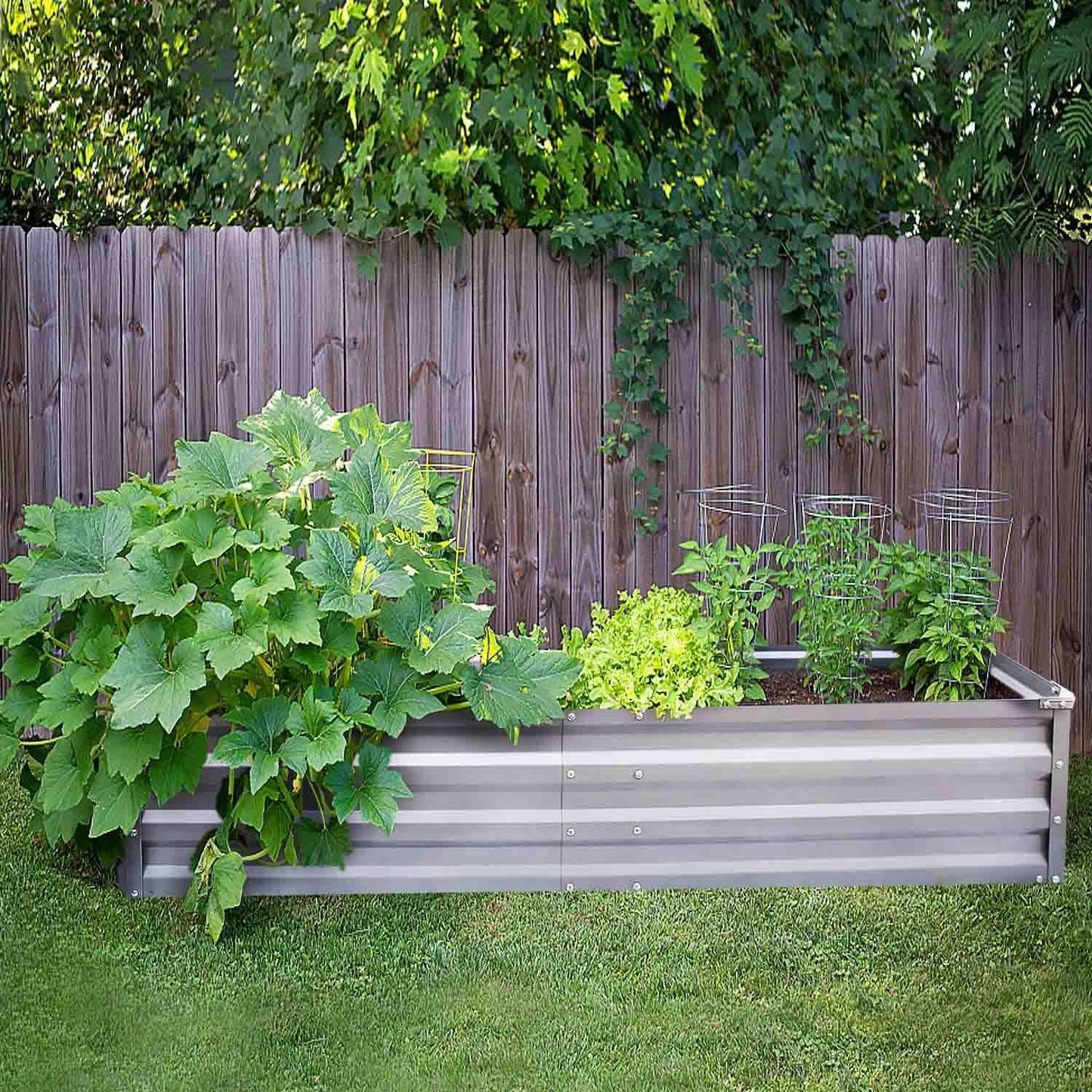 FOYUEE Galvanized Raised Garden Beds for Vegetables Metal Planter Boxes Outdoor Large Patio Bed Kit Planting Herb 5x3x1ft