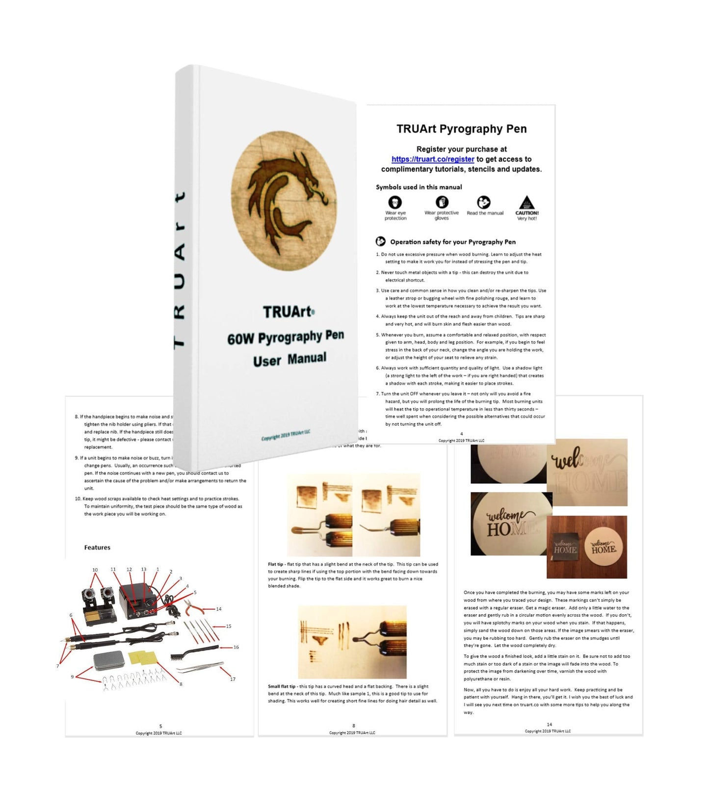 TRUArt Stage 2 Dual Pen Professional Woodburning Detailer 60W Tool with Digital Temperature Control, 40 Tips and Case