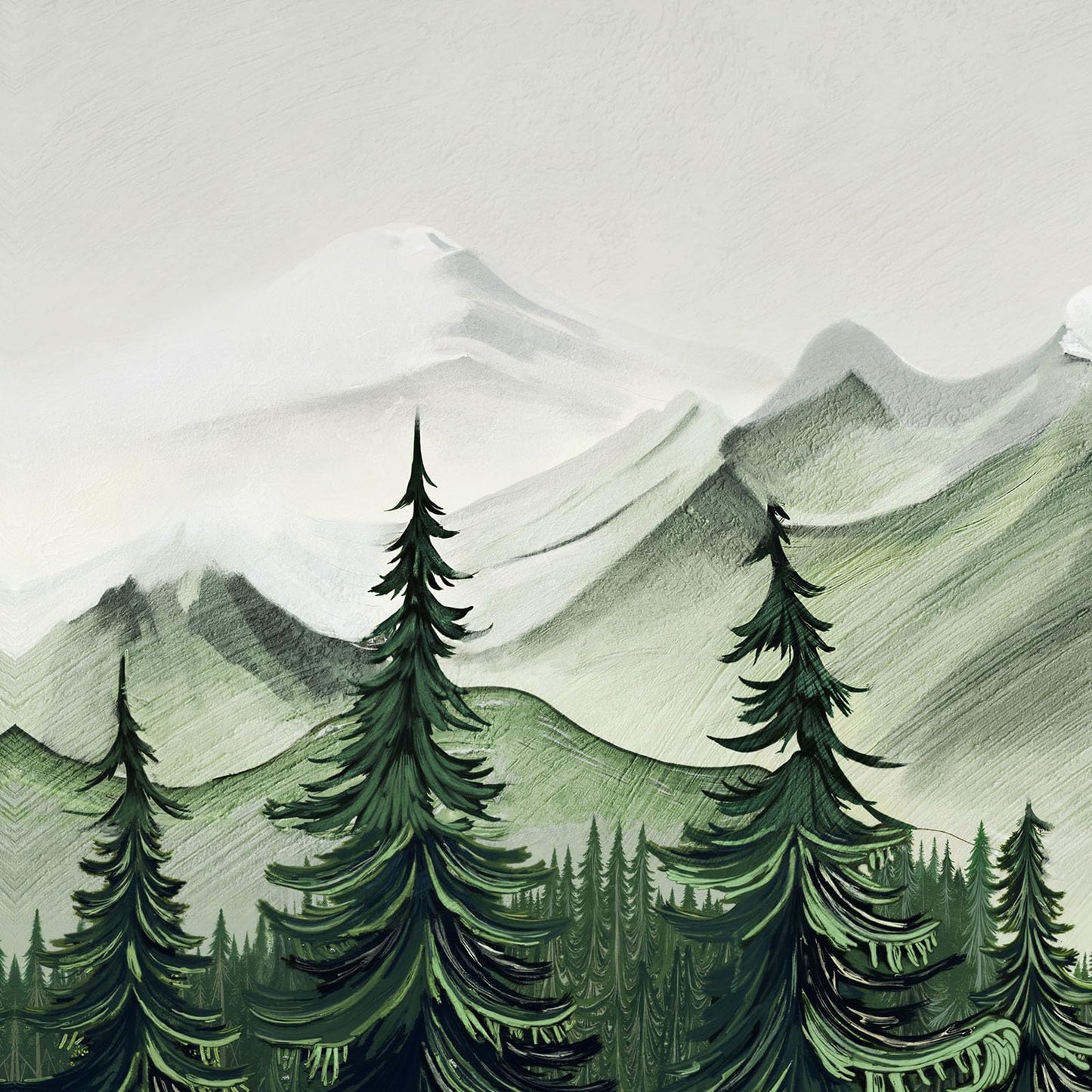 Framed Green Mountain Wall Art for Living Room, 3 Piece Forest Landscape Canvas Artworks, Large Modern Nature Scenery Painting Prints for Dining Room Hallway Home Office Wall Decor