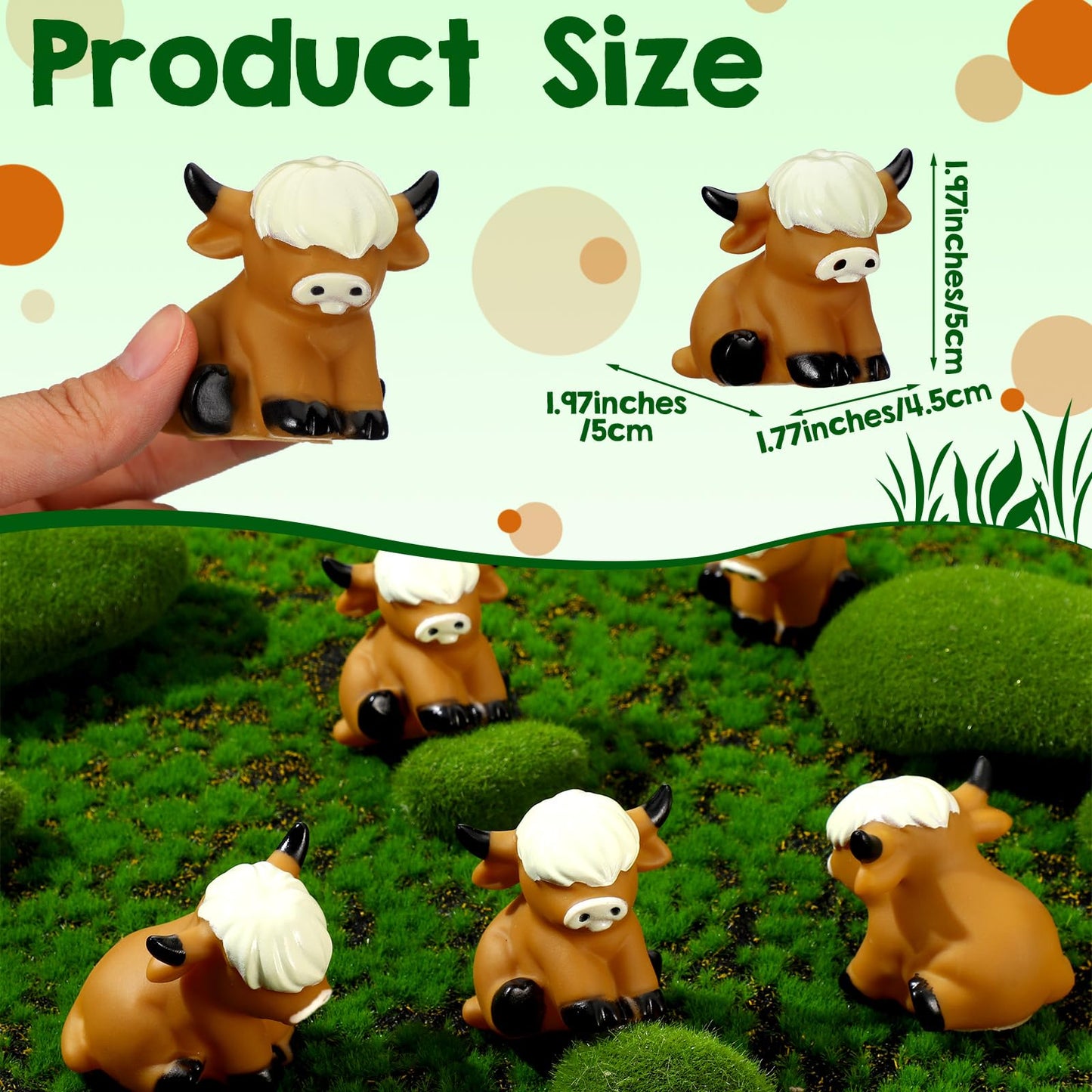 Halloscume 60 Pcs Highland Cow Party Favors Mini Brown Cows Floating Decorations Bath Rubber Water Highland Cow Figurines Bulk Figurine Statues Decor for Spring Summer Birthday Party