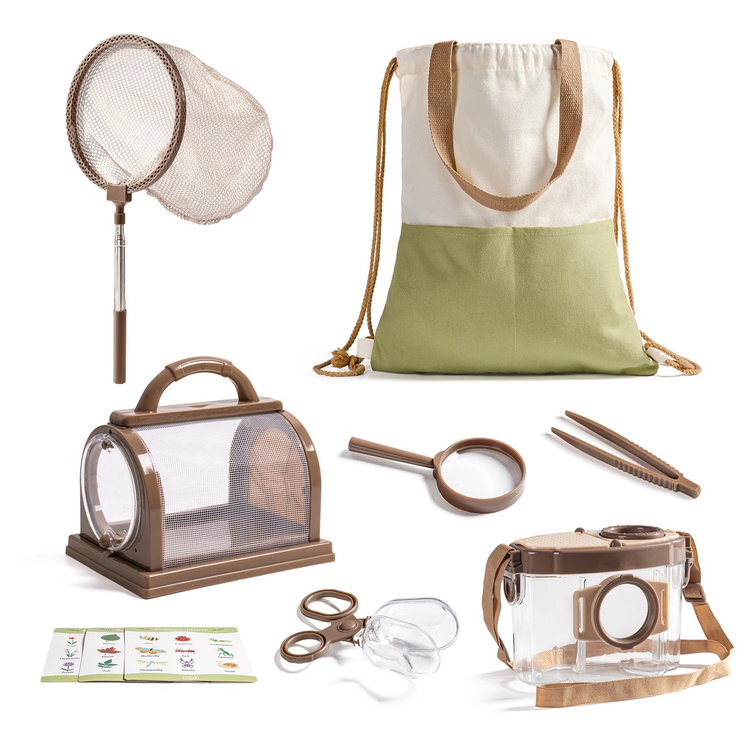 ROBOTIME Kids Explorer Kit, Outdoor Bug Catcher Kit for Kids with Magnifying Glass & Butterfly Net, Fun Bug Catching Kit for Backyard & Camping, Bug Catcher for Boys & Girls 3-12