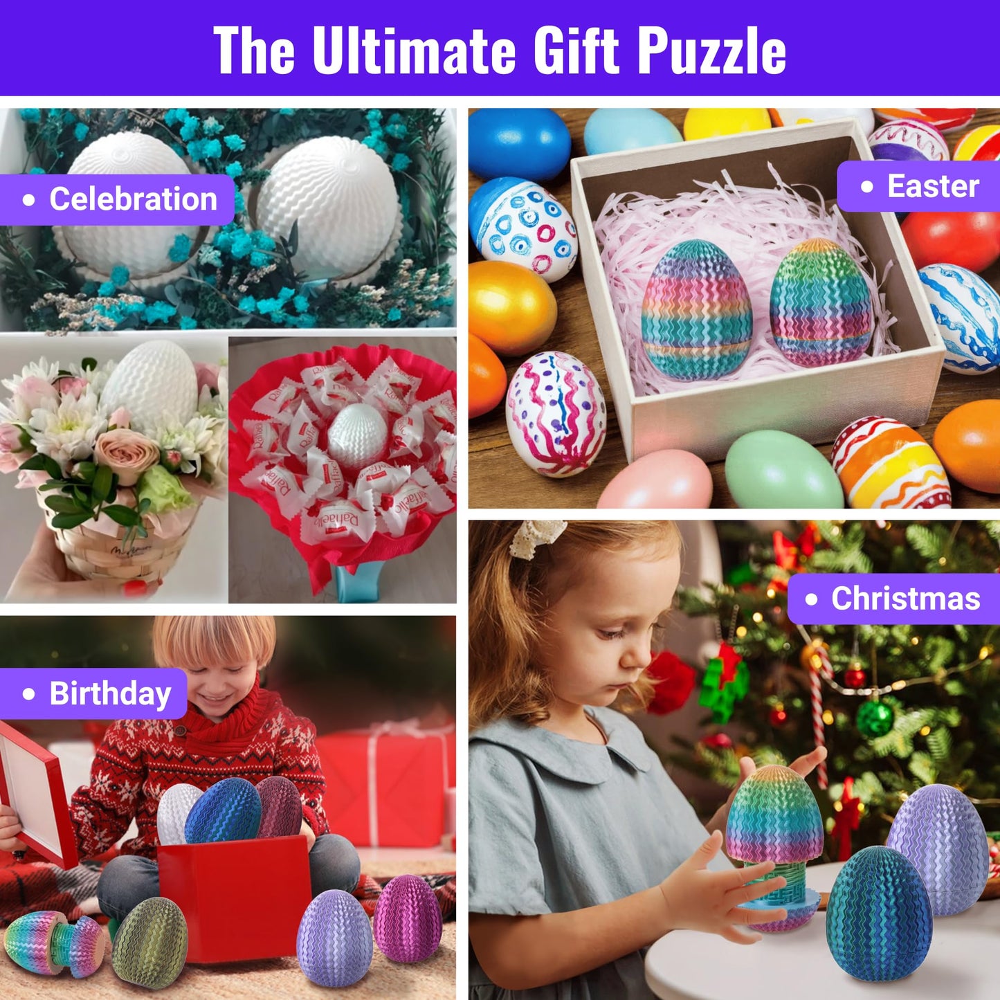 Maze Egg Money Puzzle Gift Box: Available in 4 Unique Internal Designs - Secret Cash Holder & Surprise Gift Container for Easter, Birthday, Wedding - Fun Brain Teaser Toy for Kids & Adults