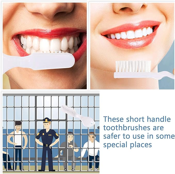 Patelai 100 Pcs Handle Toothbrush Thumbprint Individually Packaged Security Toothbrush Bulk with Short Handle Soft Bristles for Portable Travel Teeth Cleaning, Mini Size
