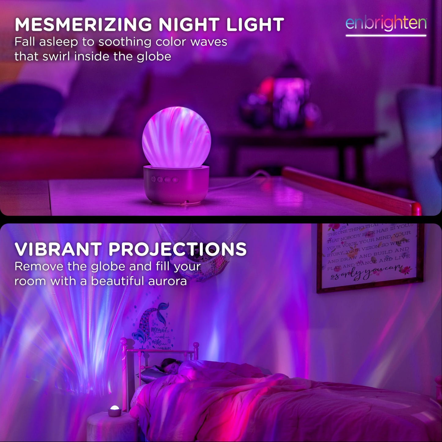 Enbrighten Aurora Crystal-Ball Galaxy Projector – Space, Nebula & Star Night Light with Northern Lights Effect – Tabletop Light for Bedroom, Playroom, Game Room & Parties (76044)