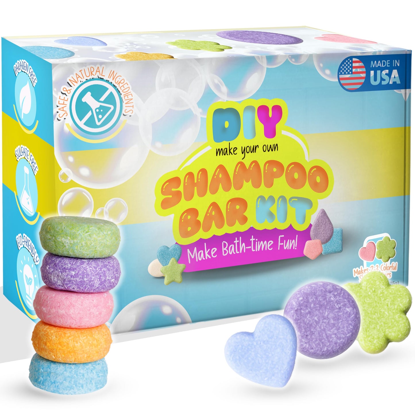 DIY Shampoo Bar Making Kit – Science Craft Activity for Adults & Ages 12+, Make 2 Custom Bars at Home, Eco-Friendly Gift, Made in USA