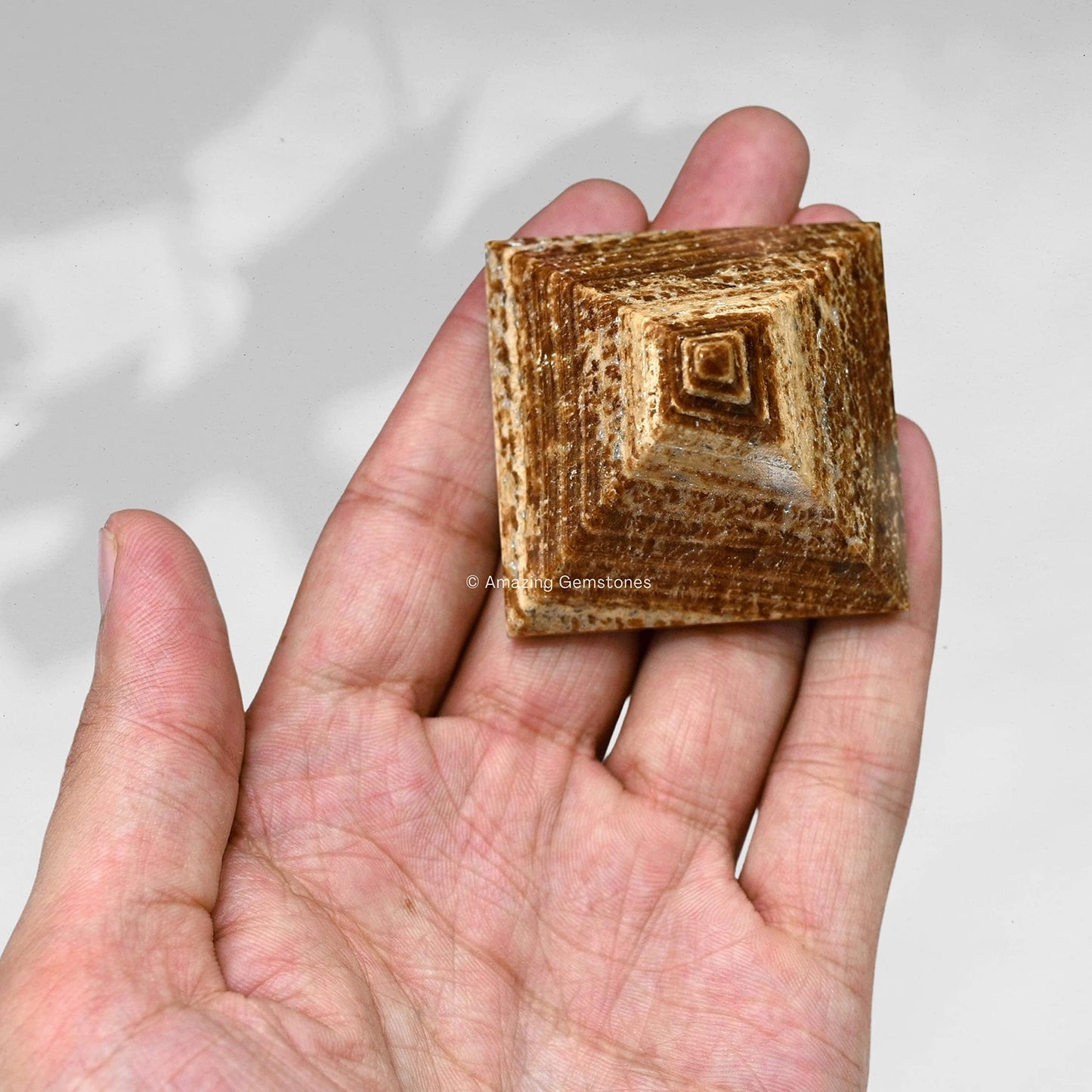 Amazing Gemstone Aragonite Pyramid Crystal Healing Stones - 2" Great Pyramid Figurine of Natural Stone Pyramid for Meditation, Reiki, Chakra Balancing and Crystal Pyramids Grid