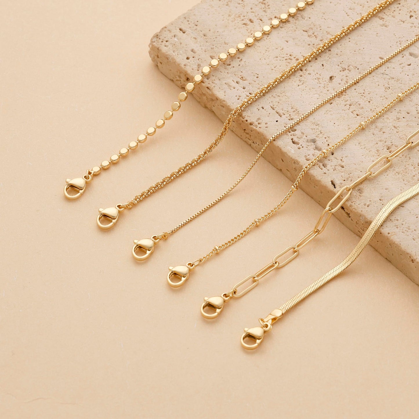 DEARMAY Dainty Gold Plated Bracelets for Women Trendy Waterproof 14K Gold Jewelry Sets Fashion Stackable Rope Box Herringbone Paperclip Chain Link Bracelet Pack Stack Gifts for Womens