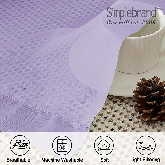 Simplebrand Lavender Sheer Curtains 63 Inch Length 2 Panels, Rod Pocket Solid Color Window Sheer Curtain Panels, Elegant Curtains & Drapes for Living Room, Bedroom 2 Panels (42" W x 63" L)