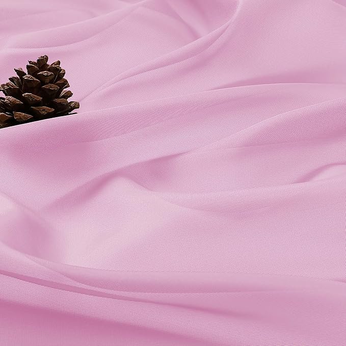 OVZME Light Pink Sheer Curtains 63 Inches Long 2 Panels Set, Light Filtering Sheer Curtains for Living Room Bedroom 59 Inch Extra Wide, Modern Voile Filmy Rod Pocket Window Drapes, 59Wx63L Inches