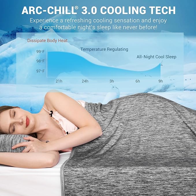 Elegear Revolutionary Cooling Blanket Twin, Absorbs Heat to Keep Body Cool for Night Sweats, Arc-Chill3.0 Cool Fiber Q-Max>0.5 for Hot Sleepers, Lightweight Summer Cold Blankets for Sleeping 59" x 79"