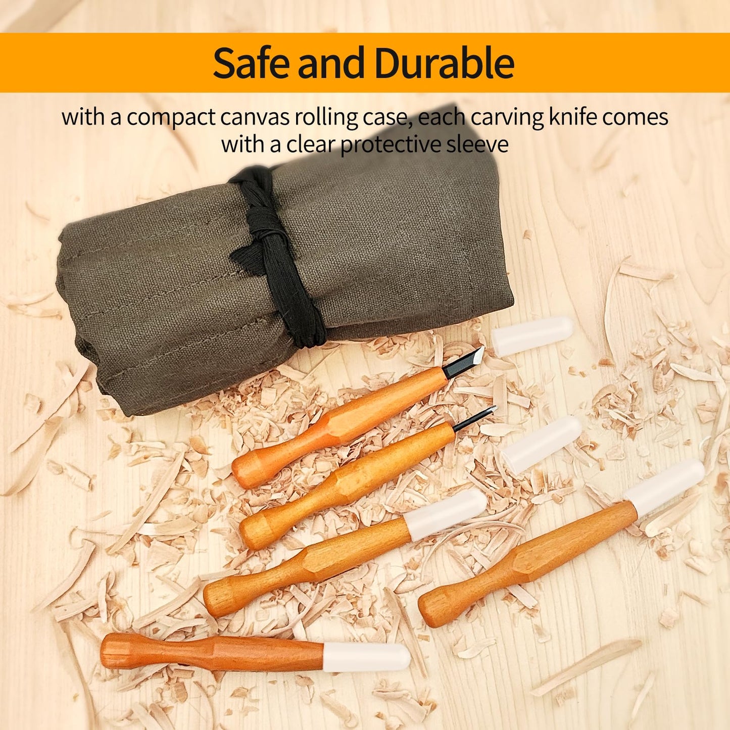 Wood Carving Tools Set - 20 Pcs Wood Carving Knife Set Beginner Whittling Kit with Canvas Case for Adults Children, Carving DIY Wood Carving Kit - Perfect for Beginners and Experts