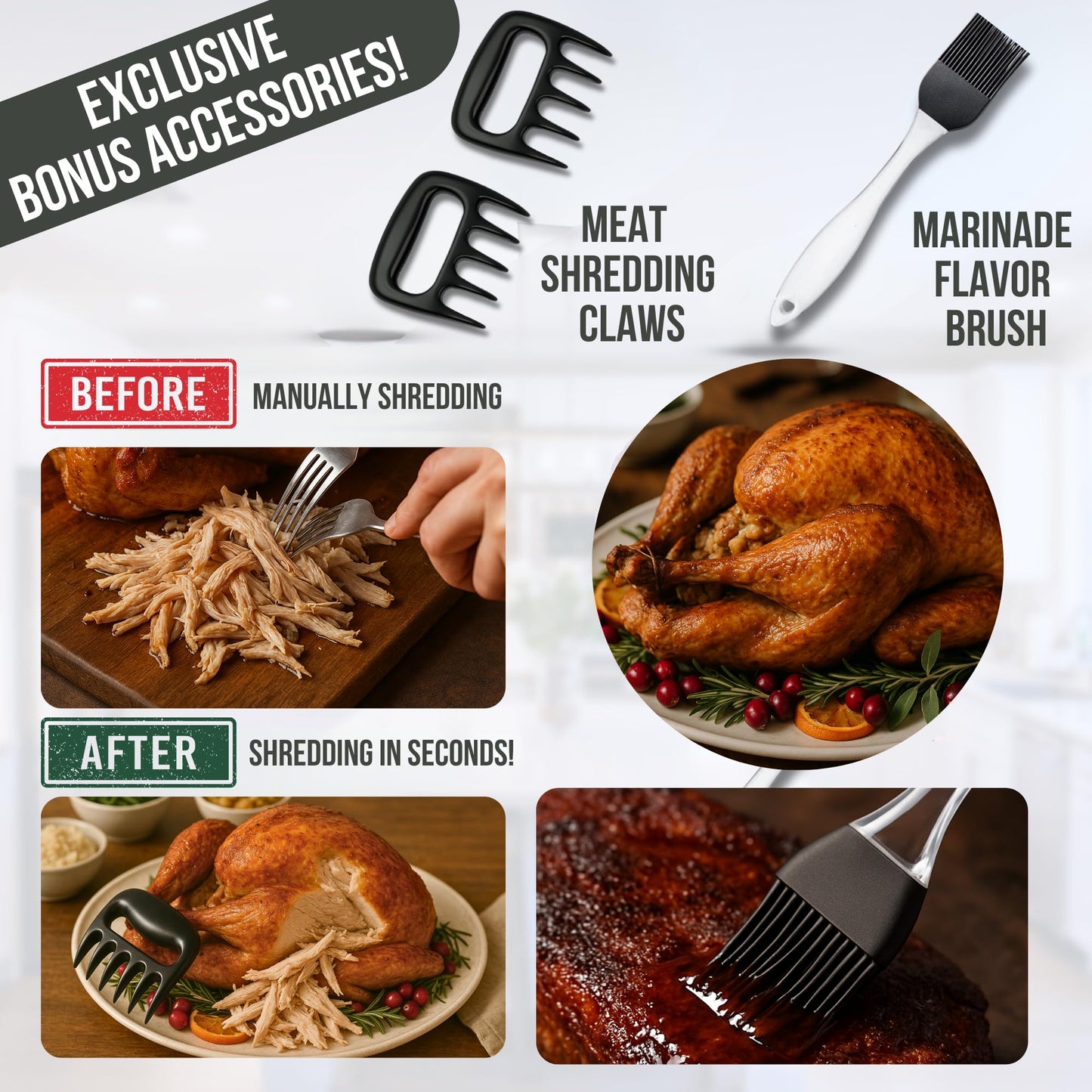 Professional Meat Injector Marinade Syringe Kit for Smoking & Grilling Turkey & Brisket, Large 2 Oz Stainless Steel Visible Capacity, Never Leaks or Clogs - BBQ Gifts for Men - Built to Last Years
