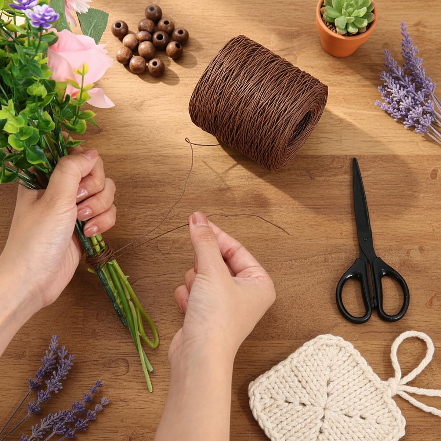 Syhood 1345 Feet Floral Vine Bind Wire Rustic Wrapping Wire for Flower Bouquets(Brown)