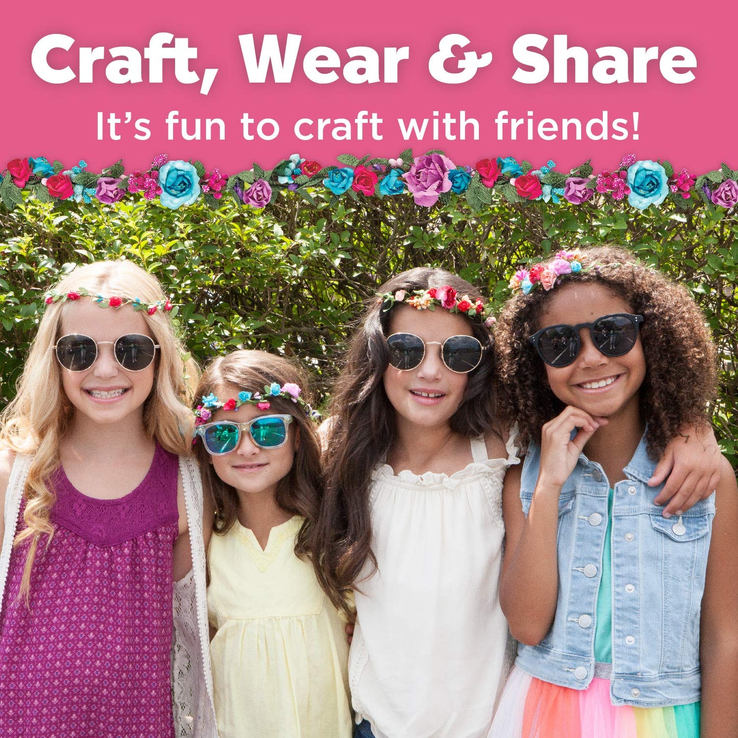 Creativity for Kids Flower Crowns Craft Kit - Create 4 Hair Accessories & Spring Crafts (Ages 7+)