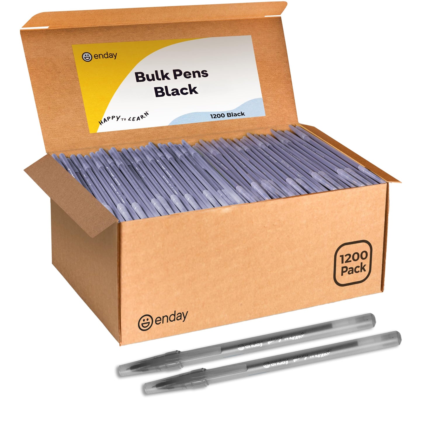 Enday 1200 Pack Bulk Ballpoint Pens Black 1200 Black Pens, Medium Point (1.0mm) Smooth Writing Pens, Comfortable Grip, Quick Dry Ink, Office School Home Supplies.