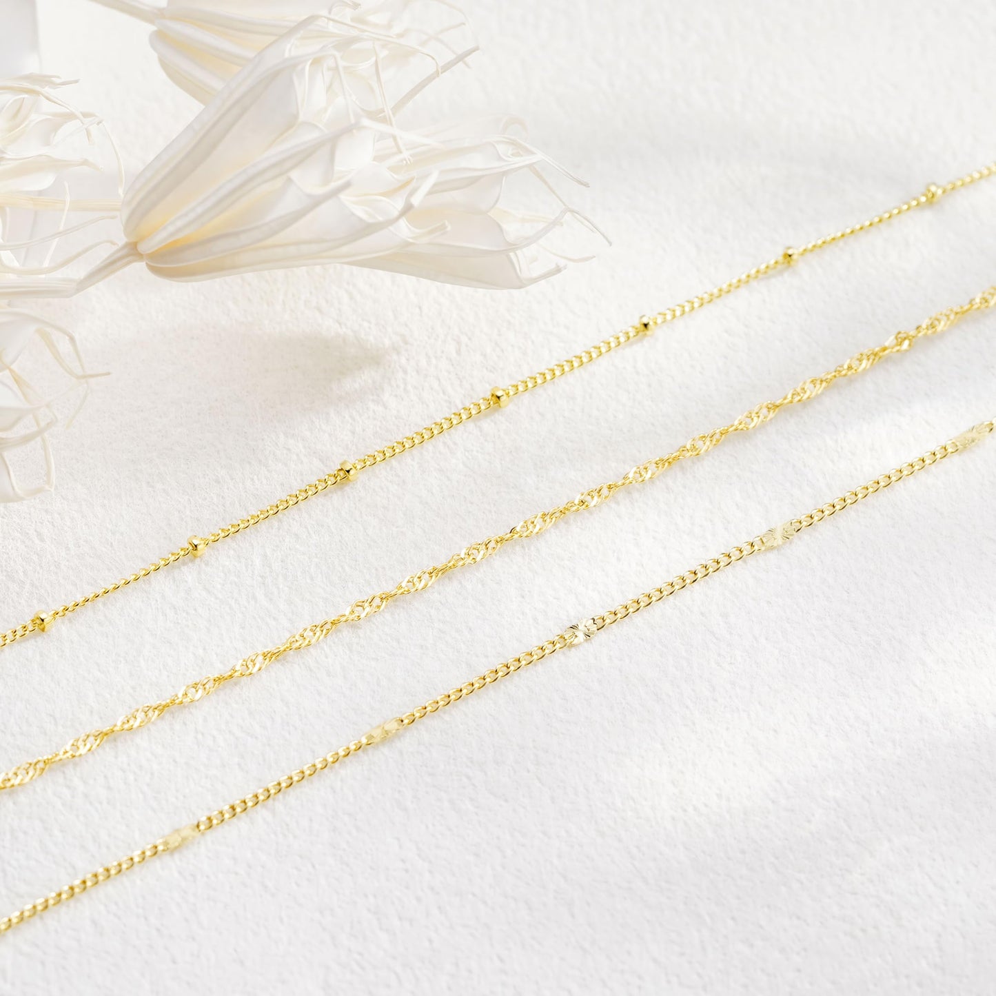 Yoosteel Layered 14k Gold Plated Necklace for Women,Dainty Simple Thin Wave Chain Satellite Choker Necklaces Set Stack Trendy Jewelry Gifts for Women