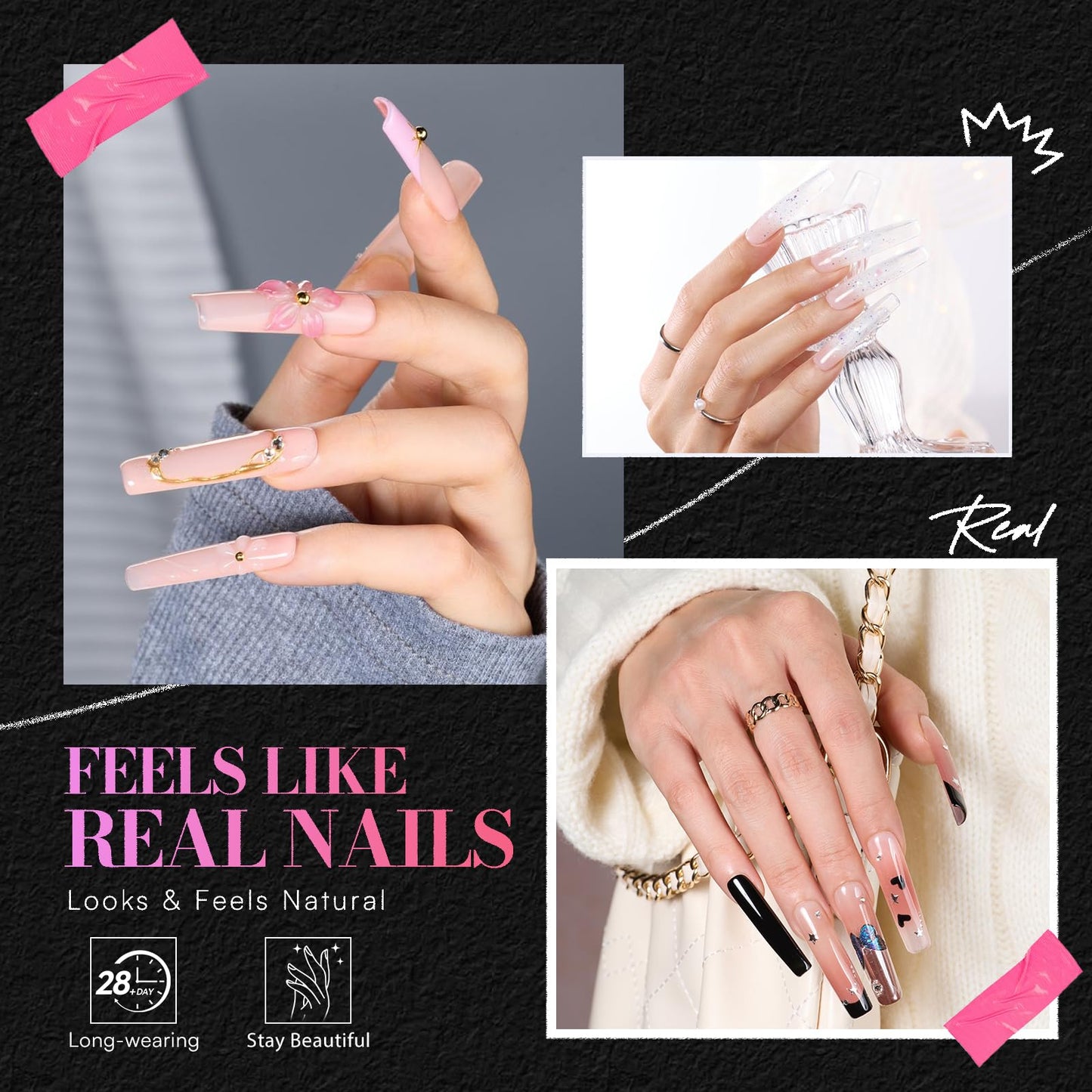 Makartt XL Tapered Square Nail Tips with Alignment Guides, Half Cover Fake Nails, Natural C Curve, Matte Clear Straight Nails for Extension, Nail Art Design Manicure Salon Home DIY, 240pcs 12 Sizes